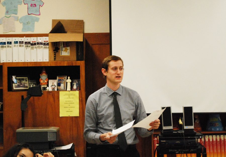 Student teacher shares his love of history with students