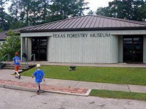 The Texas Forestry museum, located in Lufkin, is a good place to learn about Texas pine trees and the loggers who cut nearly all of them down. Inside, you can see the enormous blades used to cut the trees down, and the communities that sprang up with the loggers. Photo by Max Rhodes.
