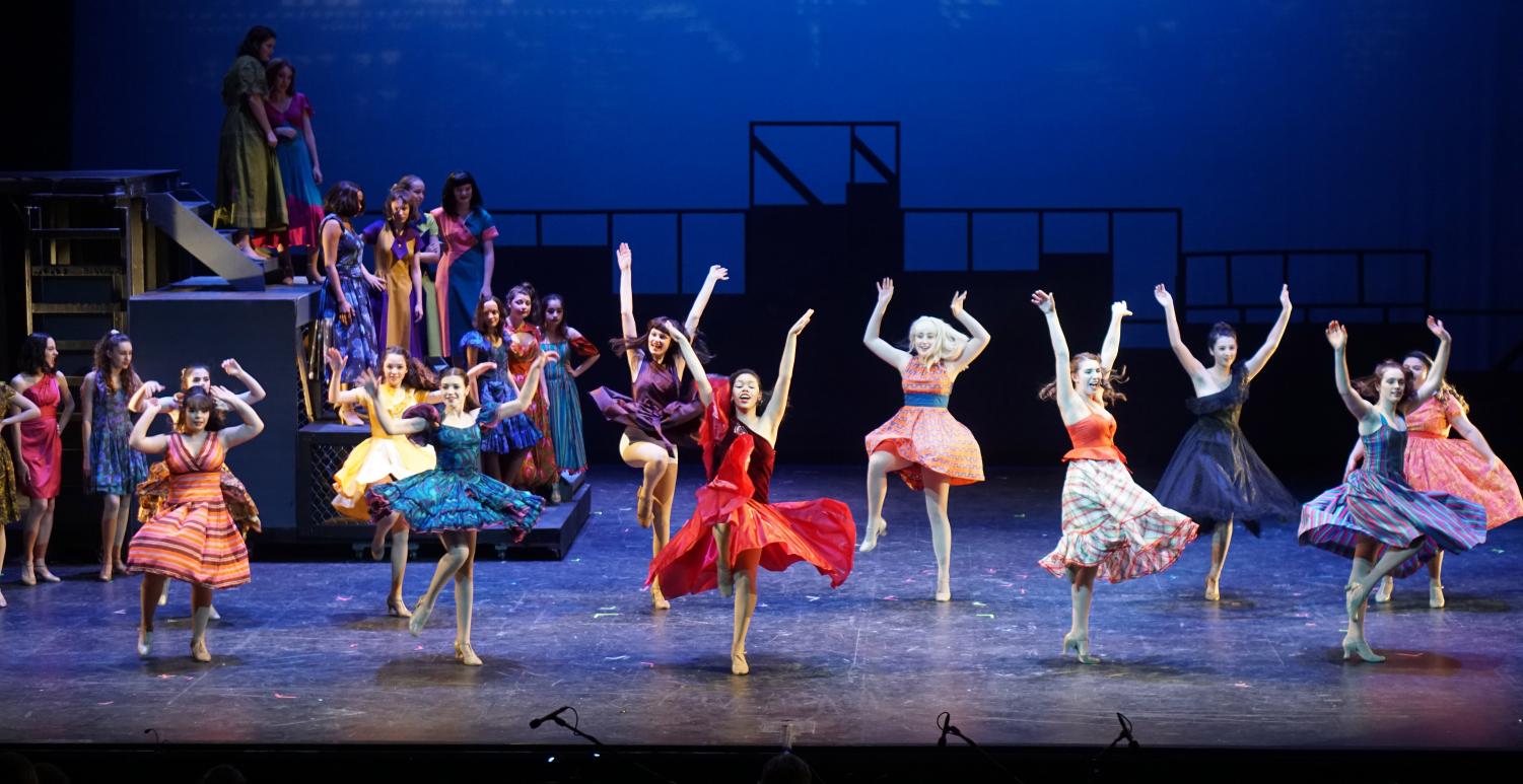Actress Helena Laing (Anita, center stage in the red dress) commanded the audience's attention during West Side Story's historic run. On Tuesday, Greater Austin High School Musical Theatre Award officials took notice too, nominating her for Best Actress in a Leading Role. The ensemble, the choreography and the entire production also earned nominations. Photo by Dave Winter.