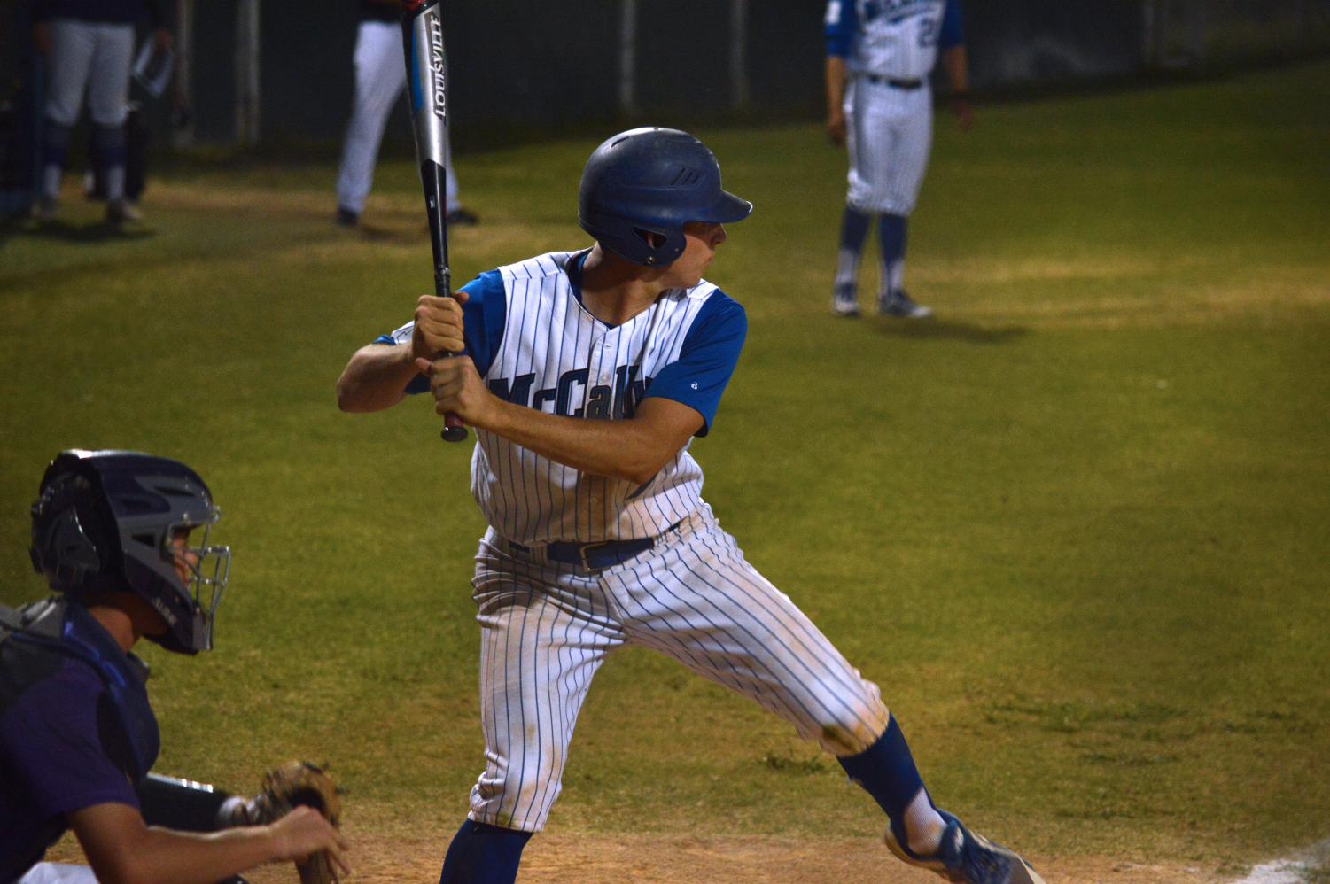 Senior Cole Ross was a run producer against Anderson on Saturday afternoon, going 2-for-3 and driving in leadoff hitter Koehler Vandament twice in the game. Photo by Julie Robertson.