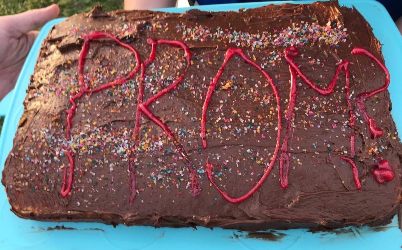 Keane Sammon won this Race by adding a little promposal bling (cake sprinkles) for the target of his promposal: senior Addie Race. Photo courtesy of Race.
