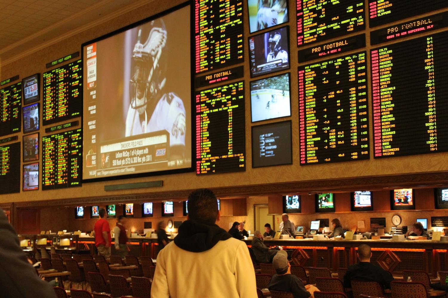 In the wake of the Supreme Court's 6-3 decision in Murphy vs. NCAA, sports fans might not have to travel to Las Vegas to find a sports book like this one photographed in Las Vegas in November 2010. Photo by Baishampayan Ghose. Access through Flickr Creative Commons. Republished with permission.