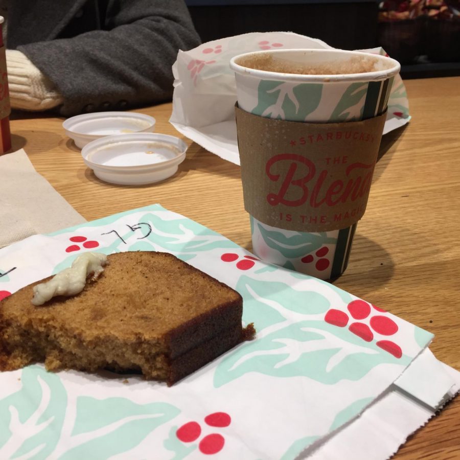 Except for an unsettling settling, the peppermint mocha was quite good. As for the gingerbread cake, its only flaw was how fast it vanished. Photo by Townes Hobratschk.