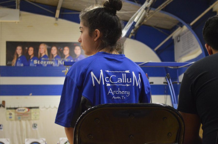 Sophomore Mariana Torres DeLine waits patiently in her seat as the whistle is ready to be blown for the 15-meters shots at McCallum on December 15th, 2018.