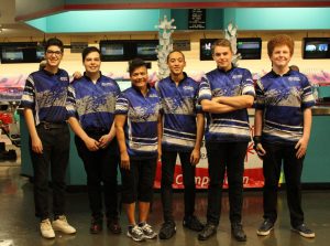 The varsity bowling team poses for a picture after thrashing Anderson, 17-0, at Dart Bowl on Feb. 1. At that point in the season, the boys were 6-0 for the season, and had outscored their opponents, 95-7. Photo by Frances Arellano.