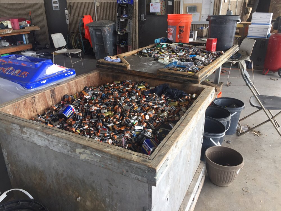 Batteries wait to be sorted and recycled at Austin Resource Recovery. We can put [these materials] in a hole somewhere, or we can actually reuse and re-purpose them, said Memi Cardenas, a senior public information specialist with the waste-management company.