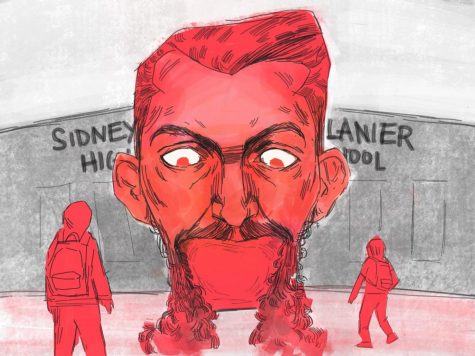 Sidney Lanier was the latest and last Austin ISD namesake with Confederate ties still standing, but on March 25, the Board of Trustees voted to change the name of Lanier High School to Juan Navarro High School. Navarro is a Lanier alumnus who was killed while serving in the United States Armed Forces in Afghanistan in 2012. Illustration by Bella Russo.