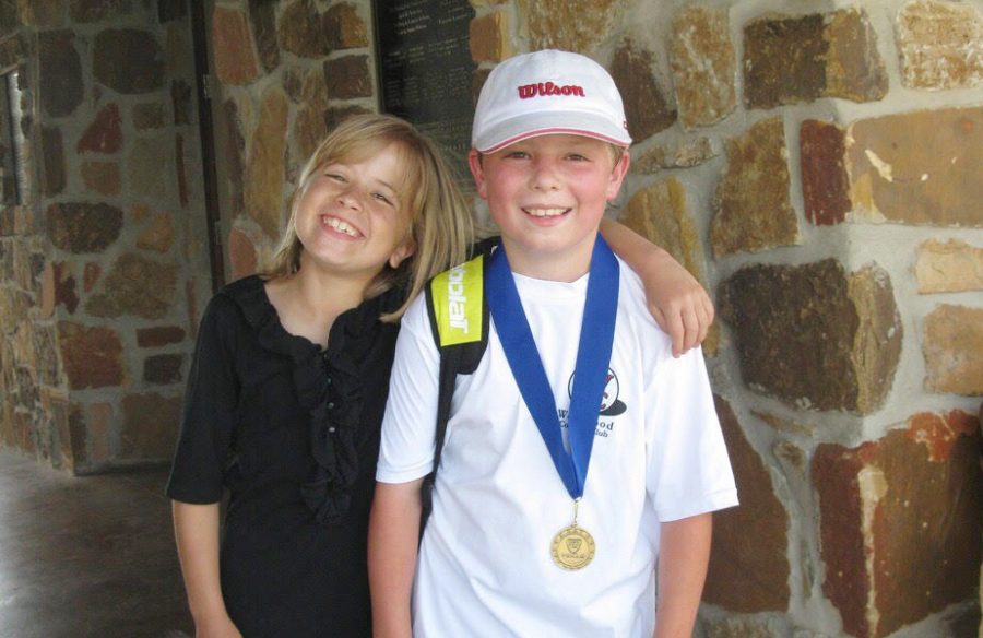 An 11-year-old Steven Tibbetts smiles with his sister after winning a Zonal Advancement Tournament in May of 2012. The victory allowed him to move up to the “Champ” level in the 12-and-under division. Currently, Tibbetts is at the “Super Champ” level in the 18-and-under division. Photo by Anne Tibbetts.
