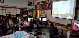 Students in Mr. Winters third-period photojournalism class watch the 2011 documentary, Boatlift, which features first-hand accounts of the heroic effort of ordinary boat operators to rescue nearly half a million stranded New Yorkers in southern Manhattan in the wake of the 9/11 attacks on the World Trade Center.