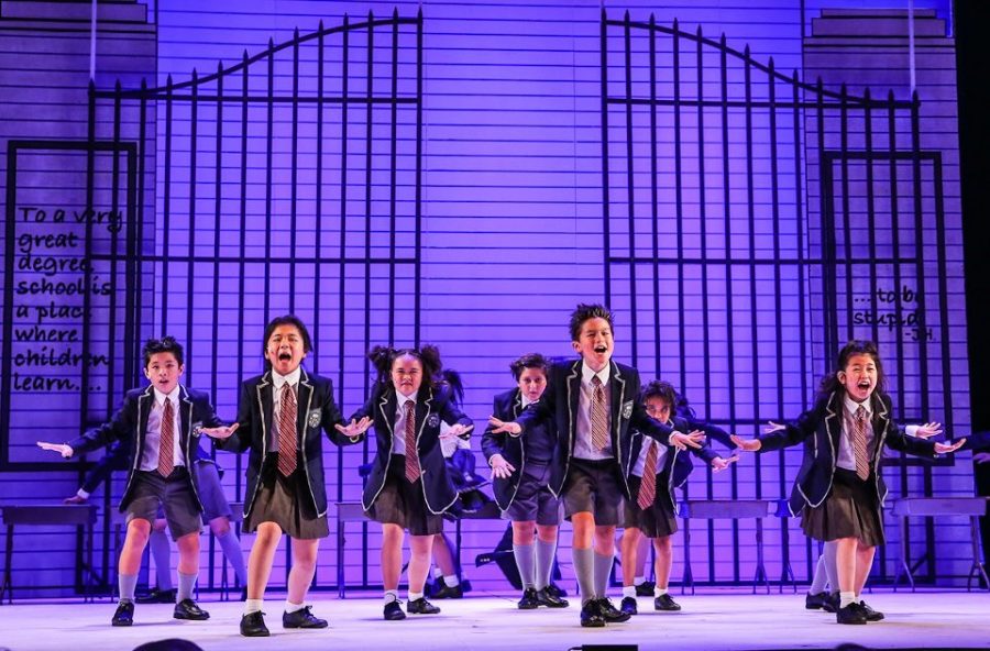 REVOLTING+CHILDREN%3A+At+the+end+of+the+musical+Matilda%2C+the+school+children+%E2%80%9Crevolt%E2%80%9D+against+the+evil+rule+of+their+headmistress%2C+Miss+Trunchbull.+This+results+in+a+large.+extravegant+dance+number%2C+which+Uehara+states+was+definetly+one+of+her+favorite+to+choreograph.+Uehara+said+that+the+young+dancers+expressed+a+joy+of+learning+that+was+wonderful+for+her+to+witness.+Photo+by+Brad+Mondo.