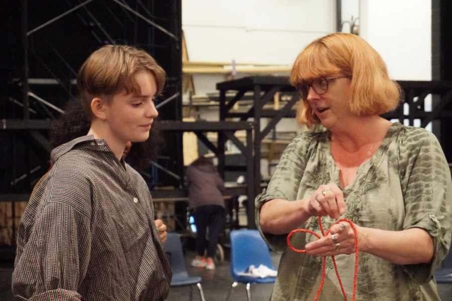 Vanderburg teaches freshman Barret Andrews, a student in her Tech One class, how to tie a variety of knots, such as the trucker and fishtail. Vanderberg spent about two class periods on the basics of tying knots. The lesson plan included how to tie the knots, the purpose of each knot, and when each knot comes in handy. “I wanted to teach the fundamentals,” explained Vanderburg. “Before you can use all the newest programs and state of the art technologies, you have to know the basics.”
