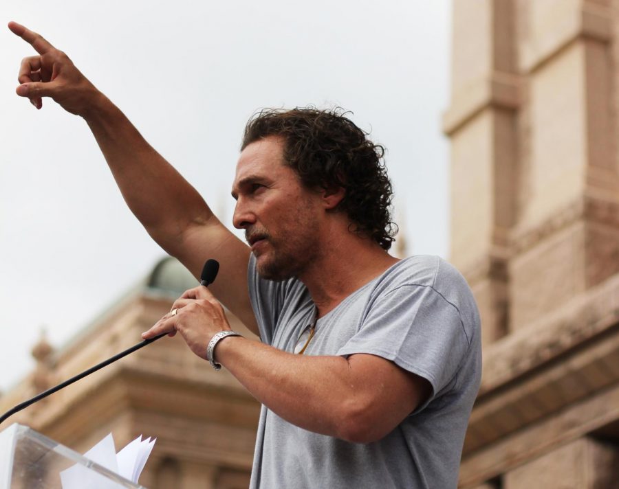 Actor and activist Matthew McConaughey was among the speakers at the #MarchForOurLives in downtown Austin on March 24, 2018, which attracted more than 10,000 to the Capitol today. “This is an American issue, McConaughey said of gun control. It’s a Texan issue. It’s a legal and law-abiding gun owner issue. It’s a mother issue. It’s a father issue. And, quite literally, this is our children’s issue. McConaughey also said that consensus leading to action should be above politics. “My hope here is that we can find a common ground on what I see as a very much a common-sense issue. This is an issue anchored in purpose for all of us. It’s not anchored in politics. Photo by Madison Olsen.