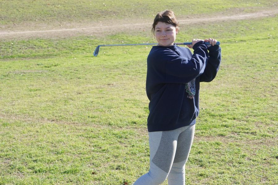 Junior Lucy Borowski is one of the returning McCallum golf players who made Regionals last year.  Photo by Abby Robison.