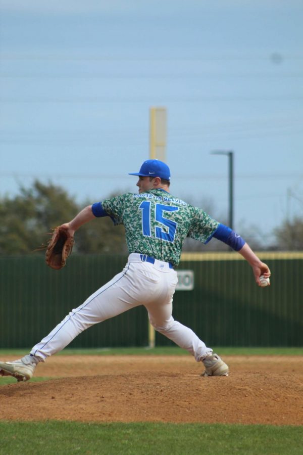 LAST WEEKEND TONIGHT: At the AISD tournament last weekend, the varsity baseball team won twice, lost twice and earned a tie. They opened on Thursday with a 6-5 victory over Del Valle. The offense was powered by doubles from Connor Boggs, Andy Honea and Booga De La Garza. Boggs and Honea also drove in two runs apiece. Easton Salinas was 2-3 with an RBI. Fabian Castillo earned the save in relief of starter Jacob Masters. The Knights lost on Friday against Weiss, 11-5. Cole Davis and Masters were both 2-3 in the game. Masters had a pair of RBI’s, and Davis drove in a run and scored one himself. Jacob Castillo doubled, scored and drove in a run. The Knights then lost their second Friday game, 3-1, to Anderson, in a pitcher’s duel. Yzmael Izquierdo earned the tough complete-game loss with five strikeouts and three earned runs allowed over six innings. Davis drove in the lone Knight run with a single. Marc Juarez also singled in the game for the Knights. The Knights got back in the win column on Saturday against Akins in their next tournament game. Masters went 2-3 with two runs scored, and Davis drove in three runs with one hit in two at-bats. Davis also started the game and struck out seven before yielding the mound to Fabian Castillo who pitched three innings allowing only a single run. The final game of the tournament for Mac was a 3-3 tie against Cedar Creek. Starter Ethan Vandament struck out seven, and De La Garza threw 1.1 scoreless innings in relief. Diego Barraz was 1-2 with 2 RBI’s and a run scored. The Knights were back in action today in the first day of the Leander ISD tournament with a 1 p.m. game against host Eastview and a 4 p.m. game against College Station. Photo by Grace Nugent.