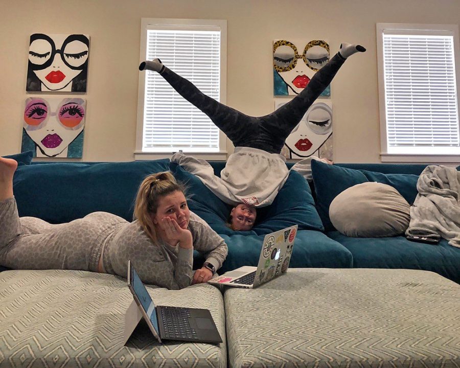 All the COVID-19 disruptions have turned college life upside down for University of Arkansas sophomores Maddie Doran of Austin and Olivia Stieren of St. Louis. Photo courtesy of Maddie Doran.