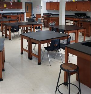 It may be hard to believe, but this was Ms. Baughmans forensics classroom before the custodians gave the room the deep clean.  The rooms will stay like this for a while longer than usual after Austin ISD superintendent Dr. Paul Cruz announced today that he was extending spring break for students through April 3 to minimize the risk of exposure to the coronavirus and to comply with Mayor Steve Adlers order to prohibit gatherings of 250 or more through May 1. Photo by Elise Baughman.