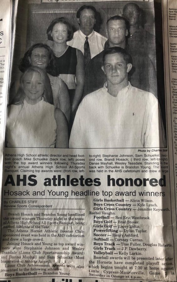 At the year-end sports banquet, Hosack was honored as the female Athlete of the Year as a senior.  Clipping courtesy of Brandi Hosack.