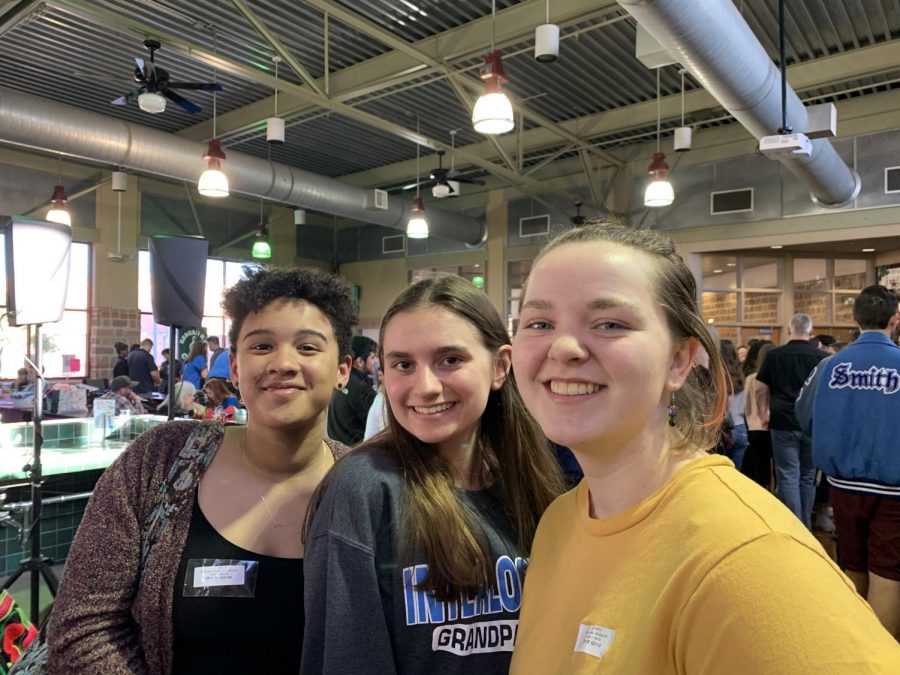 Former student Lauren Ryan-Holt and juniors Charlotte Bearse and Abigail Leman pose at the 2019-2020 TMEA Area choir contest. This year, the Area choir competition format will be modified to operate virtually through audio submission.