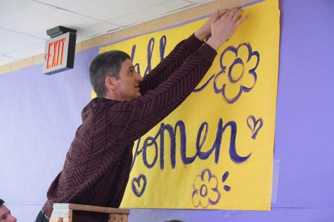 PALS sponsor Richard Cowles puts the finishing touches on the Wall of Notable Women in preparation for the schools observation of International Womens Week on Feb. 28. The school celebrated the international holiday the first week of March and promptly shut down the following week when the first COVID cases were discovered in Austin on March 13. Cowles and his colleagues have not worked on campus since March 12, but they will return to their classrooms on Monday unless they have a COVID-19 medical accommodation to stay home. 