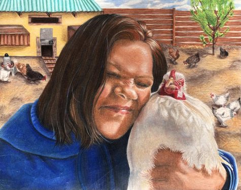 
The Nostalgic, by senior Raleigh Margulies was one of 14 pieces by Mac artists chosen to advance to state VASE. “The piece of my sister holding a chicken is basically a happier depiction of our actual life,” Margulies said. “It’s reminiscent of life before the pandemic, yet taking care of the chickens is one of the things that hasn’t changed much.” Unlike most aspects of life, Margulies feels like this year’s VASE competition was actually improved by a virtual format. “Normal VASE is usually an all-day event and involves a lot of waiting around, so it can be kind of boring. The interviews are a bit nerve-racking,” Margulies said. “I actually liked VASE this year. It felt more relaxed for the students.” 