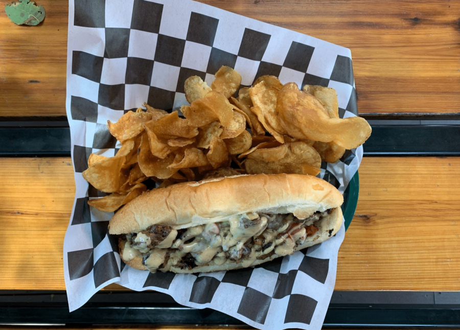 Jewboy Subshops The Southside Carne Asada sandwich with a side of house made potato chips.