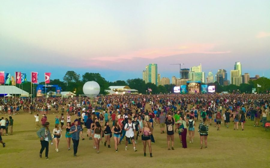 Festival goers gather during Austin City Limits in 2017. This pre-COVID look at the event shows larger crowd gatherings of people to enjoy the festival.