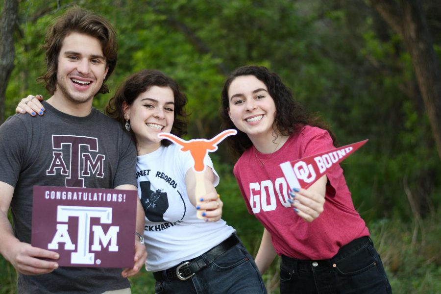 Aggie Will, Longhorn Bella and Sooner Bridget donned their college colors to pose for their senior photos. After Will and Bella chose their colleges, Bridget finished the rivalry triangle by choosing Norman as her college destination. “Triplets are already really rare,” Bridget said. “The possibility of us going to rival schools, added incentive to going to OU because I thought the rivalry was the coolest thing ever.”
