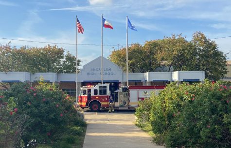 During fourth period today, the Austin Fire Department responds to a fire alarm following reports of a trashcan fire at 5600 Sunshine Drive. 