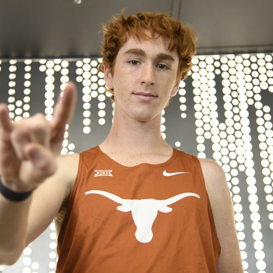 Chris Riley poses in the Longhorns kit during his official visit to the campus on Wednesday, Dec. 8. 