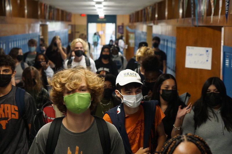 FIRST DAY JITTERS
The very first day at McCallum highschool as students walk down the halls for the first time in a year and for others, their first time ever. The COVID-19 pandemic had caused schools to go online for the 2020-2021 school year which left a lot of kids at home isolated from their classmates everyday. “This was the first time in like a year I had seen so many other kids all together, it's definitely gonna take some getting used to.” Said sophomore Lemuel Winesett 
