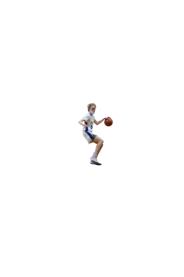 Sophomore Lemuel Winesett dribbles down the court during the JV game against Crockett on Febuary 8, 2022.