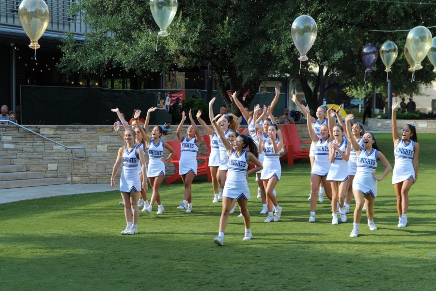 GETTING IN THE SPIRIT: On Saturday, Aug. 20, the cheer team gathered at the Domain Northside for a cheer-off against the Anderson cheer squad. Freshman Vivian Medina thought the cheer-off helped prepare her for cheering at the Taco Shack football game. “The cheer-off help me feel out what it would be like to cheer in front of a crowd,” she said. “It helped me overcome some of my nerves and got me excited [for] the game.”

Despite narrowly losing the Domain cheer-off and the football game, Medina felt that this year’s Taco Shack was still a positive learning experience for the cheer team. “I was a little disappointed but I know there’s always next year. We know now what we can work on and what we can improve.” 