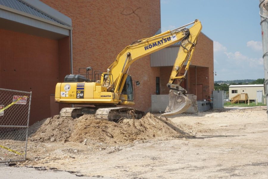 Construction equipment is now an everyday sight in the former fine arts parking lot. The parking lot was fenced off in August in anticipation of construction for a new dance studio, which is being funded by the 2017 bond. 