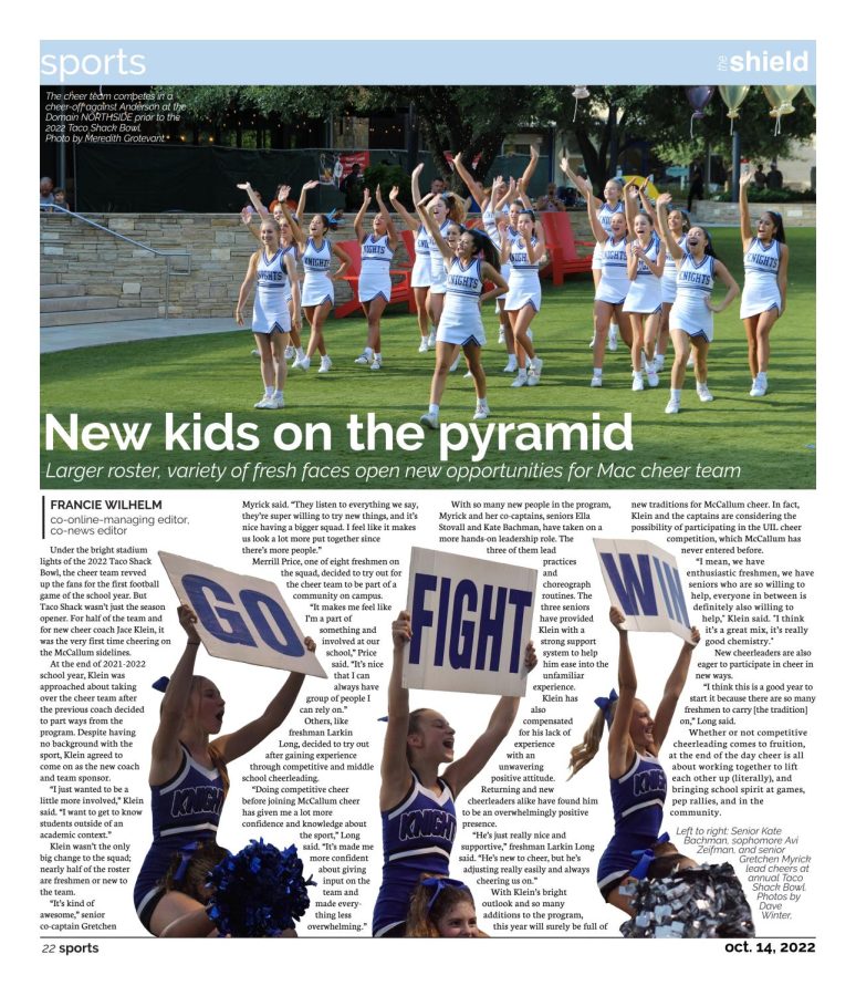 NSPA Fall 2022 Best of Show winner

Lanie Sepehri, newspaper design, fourth place

NEW KIDS ON THE PYRAMID

Volume 70, Number 1, Oct. 14, page 22.
