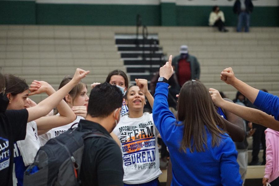 KNIGHT END SEASON WITH FIRST-ROUND PLAYOFF LOSS: The girls varsity basketball team faced a tall order in their first foray into the 5A state playoffs in eight years.

The Pflugerville Panthers are ranked No. 14 in Texas among 5A teams according to Max Preps, the came into the game with a 30-6 record for the season, their only district losses to Pflugerville Hendrickson, which was undefeated in District 18-5A and entered the state tournament ranked No. 11 at 30-2 on the season.

Before the Knights even got out of the gate, the Panthers had scored the first 15 points of the game. By the time the Knights found their footing in the game, the outcome was pretty much in hand. The Knights rallied in the second half to put 18 points on the scoreboard for a 73-24 final score.

The loss to a tough opponent does not diminish what was a remarkable season for these Knights, who rallied in the final week of the season to finish third in District 17-5A.

We still have lots of work to do, but we are so happy how the beginning of this journey went, head coach Carly Kehn told MacJ today. We talked about how preparation for those types of games starts well beyond the practices leading up to the game and discussed the mindset we have to have going into the off-season. Theyve started to see the benefits of hard work. Were are a young team so theres been a lot of lessons learned this year that will be beneficial for the future.

The team graduates four seniors but returns many key components of this year’s playoff qualifying team.

All of us at MacJournalism salute the team and the coaching staff on making some Mac history this season. We look forward to what the 2022-2023 season brings. With Anderson and Lockhart (the No. 1 and No. 2 teams in this year’s final standings) departing due to UIL district realignment, it is likely the Knights will be favorite to win a district championship next year.