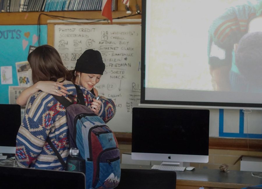 Freshman Julia Copas consoles classmate freshman Cadha Proctor after Mexico falls just short of advancing to the knockout stage of the 2022 World Cup despite defeating Saudi Arabia, 2-1, on Wednesday.