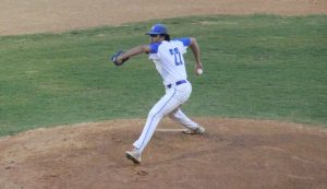 Junior Nathan Nagy started his spring break as a starter for the Knights as they started district play against Crockett on Monday March 13. Nagy combined with reliever Sam Stevens to extinguish the Cougar offense as the Knights won at Northwest Park going away, 10-0.