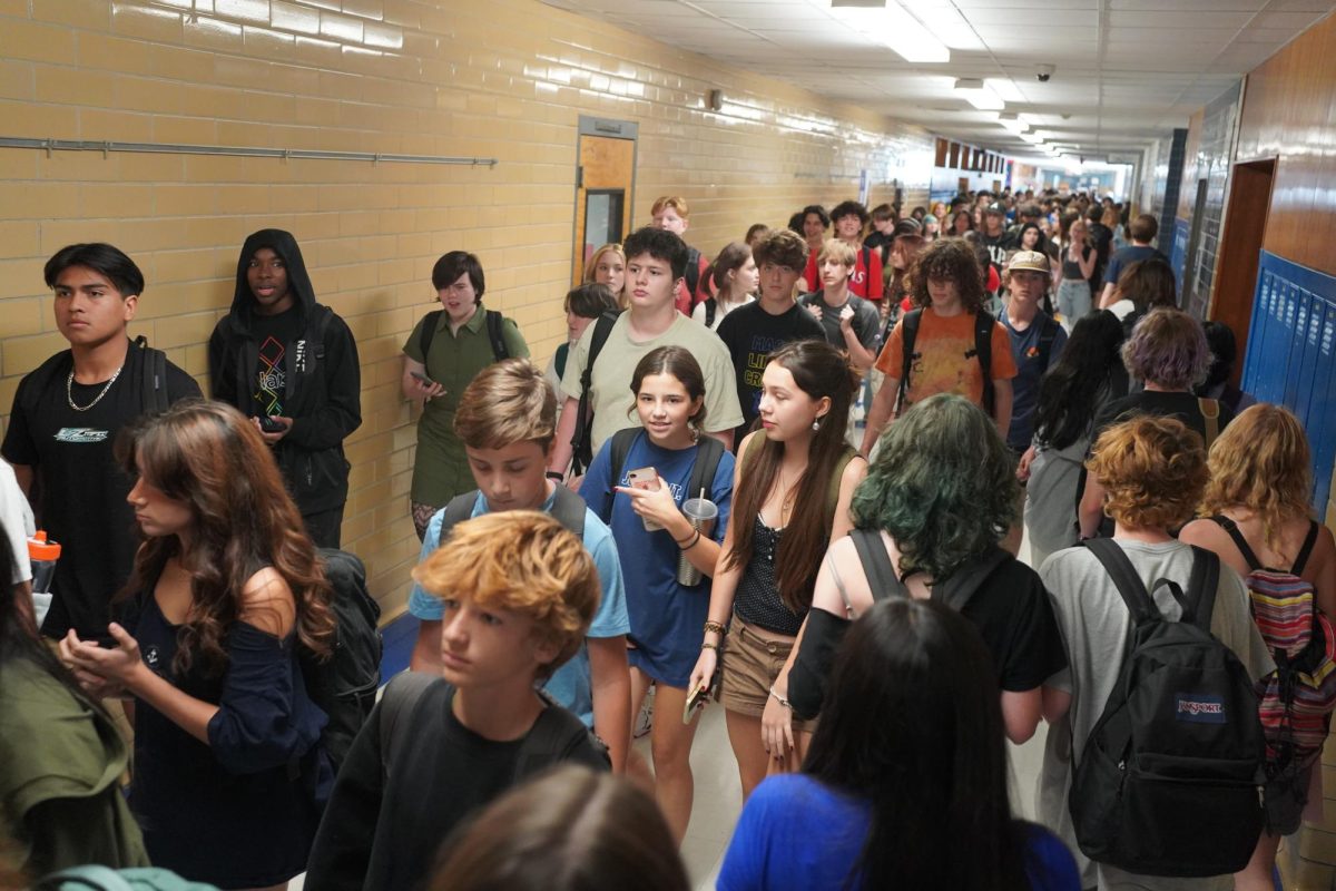 YEAR TWO: Sophomores Luciana Ramirez and Sofia Saucedo walk through the busy halls before the start of classes. 

For Saucedo the start of sophomore year was easy and straightforward. 

“I was expecting almost the same thing as last year,” Saucedo said. “I am expecting more challenging classes than last year and new people.” 

According to Saucedo the first day provided many highlights. 

“Seeing all my friends and seeing what classes I have was fun,” Saucedo said. “And also what the year is going to look like”

Saucedo has two main things she is looking forward to.

“I am looking forward to soccer and my classes,” Saucedo said. 

Caption by Naomi Di-Capua.
