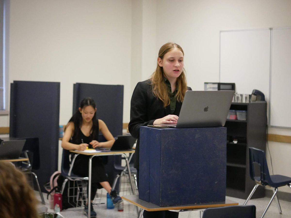 Emy Chen and Martha Pruitt prepared for their first tournament of the year by building a strong case and then brainstorming defense tactics against an array of counterarguments.