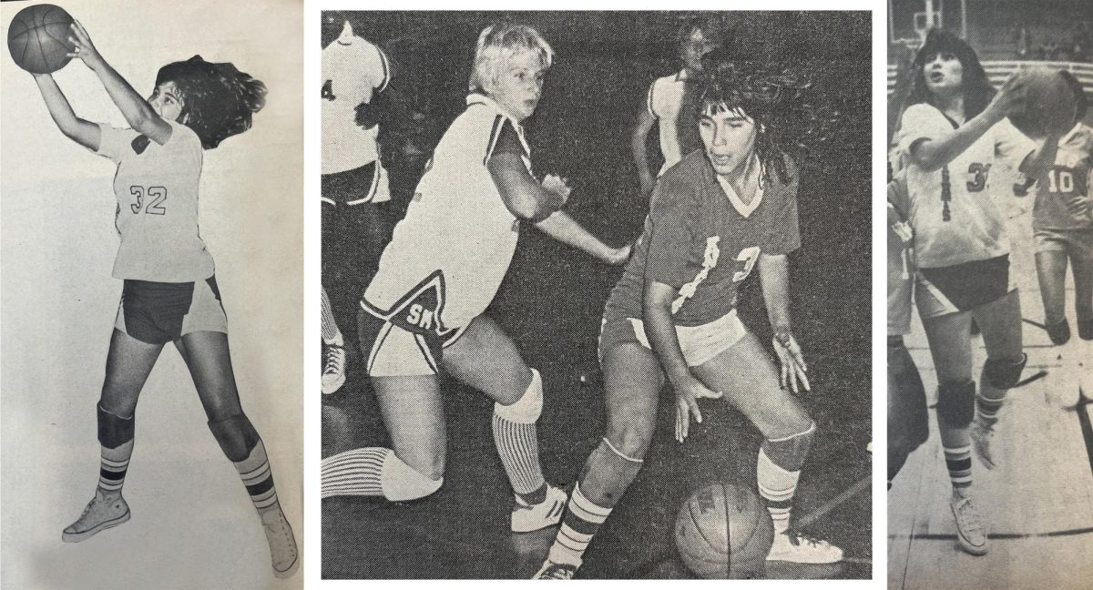 Jamie Smiths outstanding senior year was well-documented in the 1979-1980 editions of the Shield. In her senior year, Smith was named the 26-4A Outstanding Player and was high scorer for the district, averaging nearly 30 points per game. 