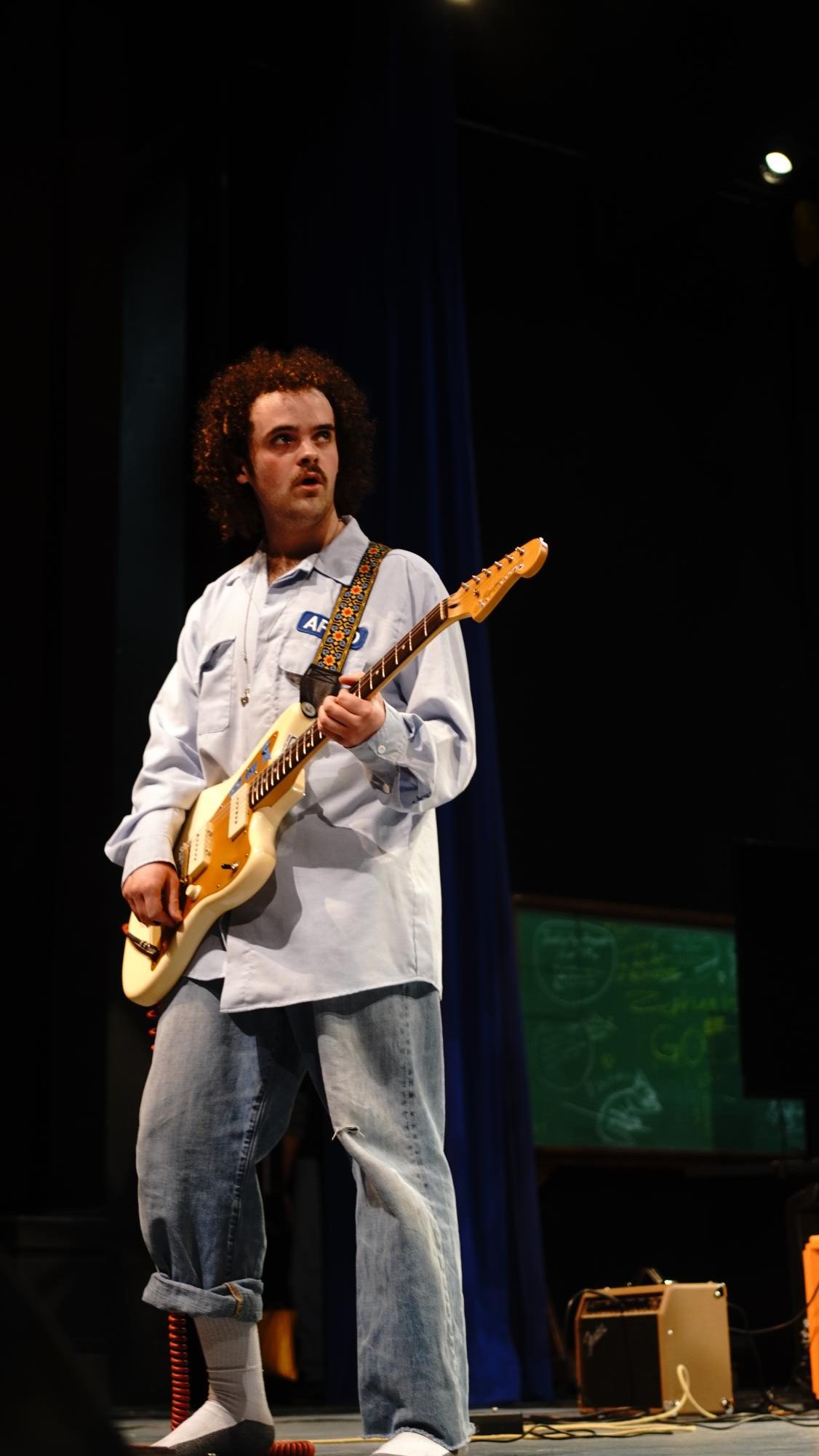 NO NEED TO PIPE DOWN: For senior Lucas Hendrix, this year’s Battle of the Bands competition marked the first time he was interested in participating. Alongside the rest of the band “Pipe,” Hendrix took the stage of the McCallum Fine Arts Building Theater. A bit different from the gigs he’s used to playing, so Hendrix wasn’t sure how the atmosphere would be.

“[It was ] actually lit,” Hendrix said. “I didn’t think people would be that close, but they were up! I didn’t have to look anywhere behind them, so I wasn’t nervous; it was normal.”

This closeness was brought on by the removal of a stage extension, a surprising but welcome elimination that changed the energy of the contest for the better.

“That extension of the stage is gone, which left a space for young moshers to go hard to pipe.”

Though he was performing for a different crowd than usual, Hendrix was grateful for his opportunity to be up on stage, playing for fellow students.

“It was entirely for kids and people I know and not for punks and metal-heads,” he said. “I don’t really like that audience.”

This performance marked a changing point for Pipe, who are turning over a creative leaf now that Battle of the Bands is over.

“I think the battle was the last Pipe show as a hardcore punk band,” Hendrix said. “We are going to entirely change.” 

Caption by Helen Martin.