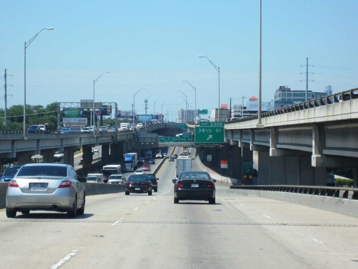 The split of I-35 into upper and lower levels as the highways runs along the UT campus is an earlier attempt to expand the highway to relieve congestion. Image accessed on the Steve Flickr account. Reposted here under a creative commons license.
