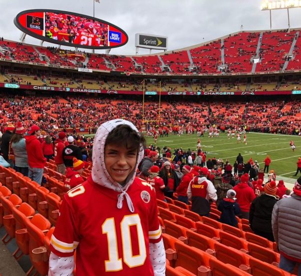 Finn Corrigan poses at Arrowhead Stadium where he took in the last game of the regular season, a Chiefs victory over the Chargers. The Chiefs relied on Mecole Hardmans 104-yard kickoff return for a touchdown and a Damien Williams 84-yard touchdown run to earn the No. 2 seed and a first-round bye in the playoffs. That playoff run would end with a Chiefs  Super Bowl win, ironically, over the same 49ers they will face on Sunday.