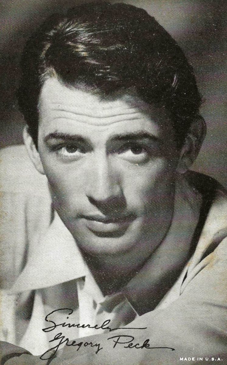 Vintage Gregory Peck Arcade Card, American Actor (1916 - 2003), circa 1950s. Photo accessed on the Joe Haupt Flickr account. Reposted here under a creative commons license.