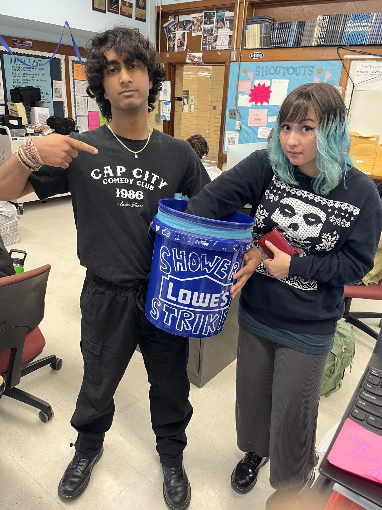 On Monday April 22, the first day of the Well Aware Shower Strike, McCallum PAL and senior Sivaan Sharma collected a donation from sophomore Lou Davidson during Round Table advisory in Mr. Winters classroom. The PALS would go on to set the national standard by raising $8,470 for the strike, more than any other school in the nation. The Shower Strike is the single biggest fundraiser annually for Well Aware, a non-profit organization based in Austin and in Kenya, which focuses on implementing sustainable clean water systems in communities that need them. The money the PALS raised will help about 450 people in Africa get clean, easy-to-access water.