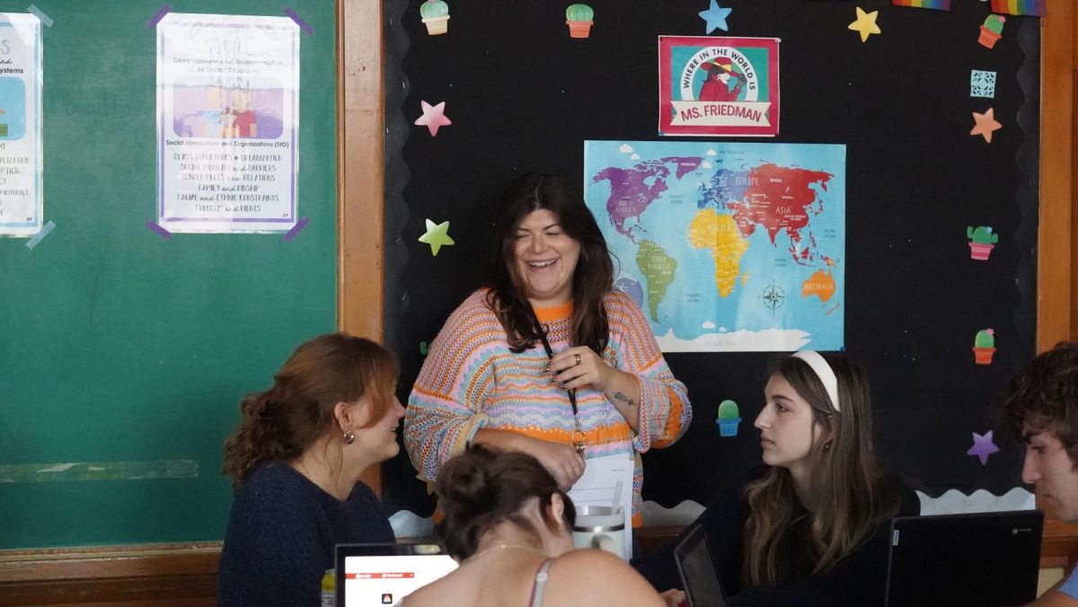 Friedman teaching her first period AP World History class.