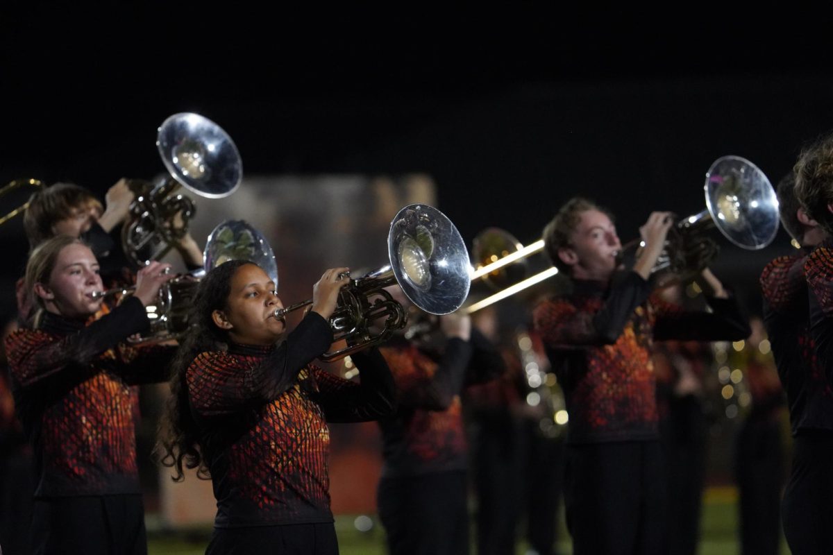 The (name instrument) performing their 2024 show, Fury Road, during the game against Liberty Hill.