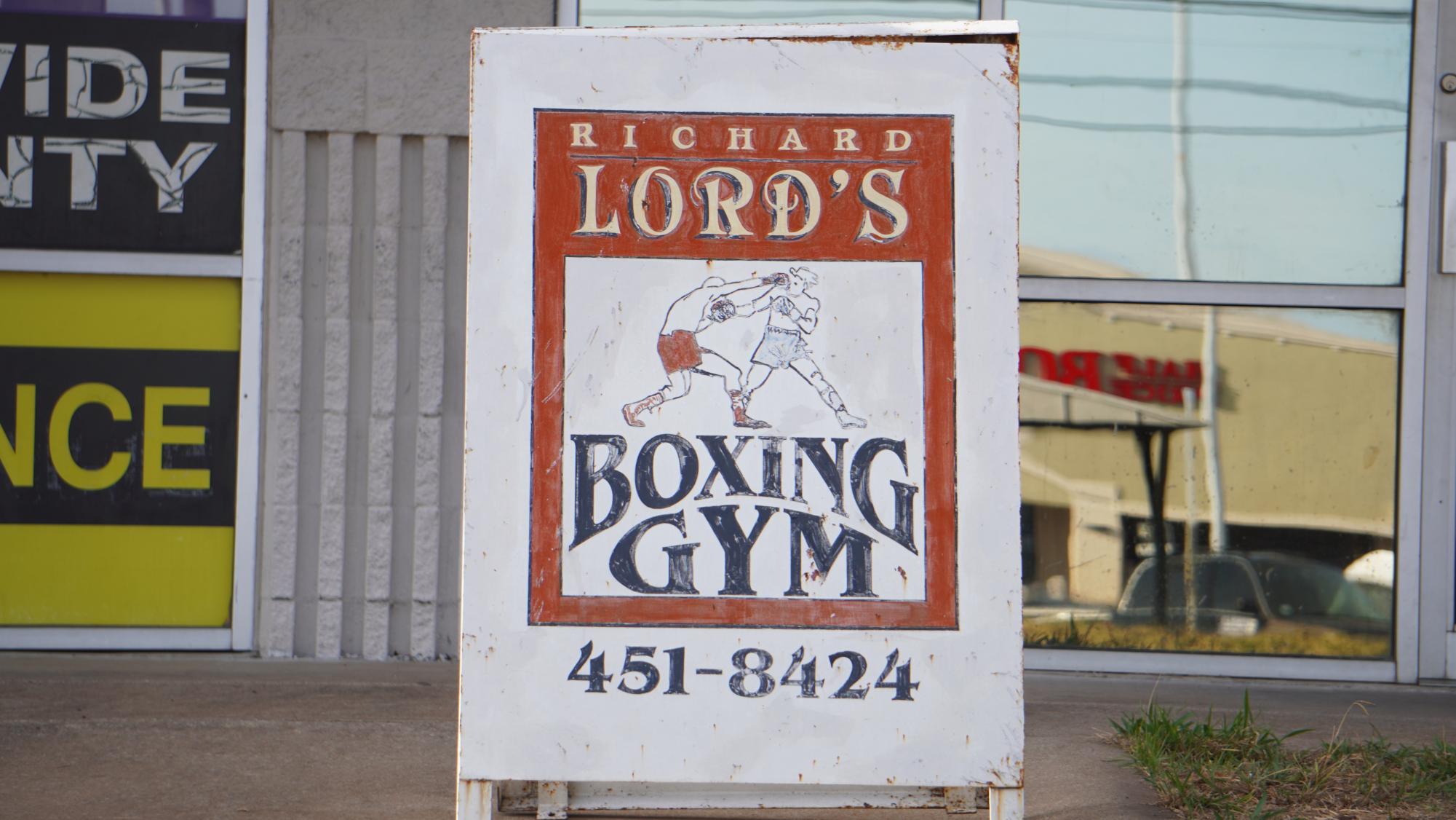  A sign sits outside of Richard Lord's Boxing Gym, which has been a staple of the Austin boxing community for decades.