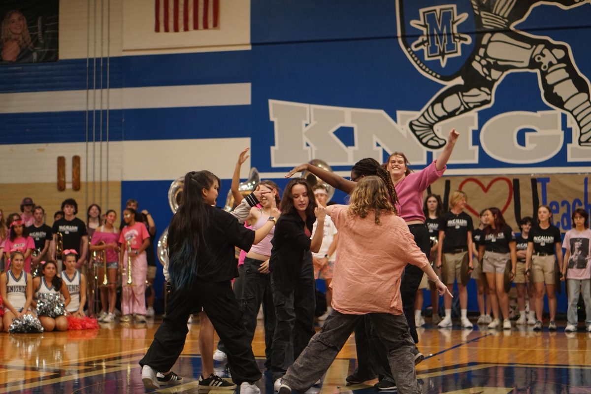 BLU3 performs a medley of 3 songs, "Loco", "Chk Chk Boom", and "Super" at the Pink Week pep rally on October 10th, 2024.