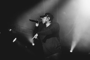 Kendrick Lamar performs at Les Ardentes, a festival of hip-hop, rap, rock and other urban music, in Liège, Belgium, on July 9, 2015. Photo accessed on the Kmeron Flickr account. Reposted here with permission under a Creative Commons license.